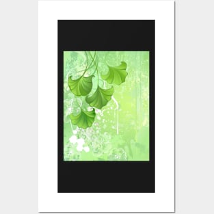 Background with spring green leaves Posters and Art